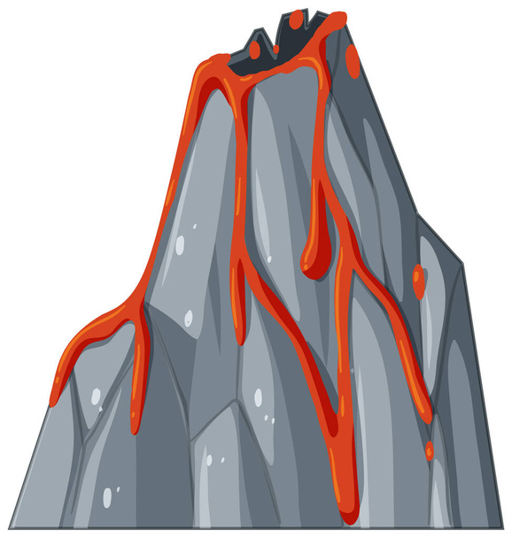 Stone mountain volcano in cartoon style illustration - Vector, Image