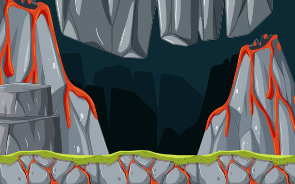 Game Template Lava Cave Scene illustration - Vector, Image