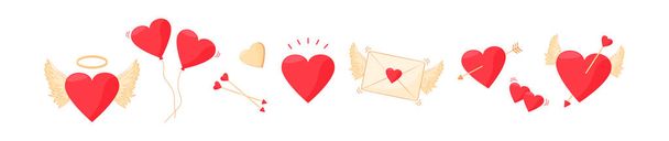 Valentine day vector icon, romance cute set isolated on white background. Holiday illustration - Vector, Image