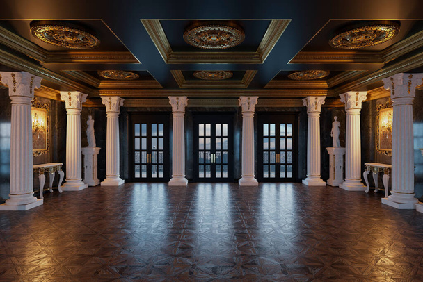 3d renderizado del interior de la sala en un estilo clásico - Foto, Imagen