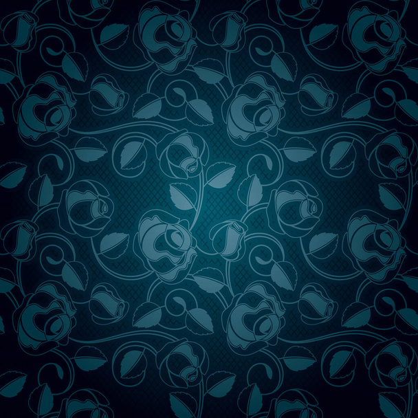 Ornamental lace blue background, flowers pattern - Vektor, Bild