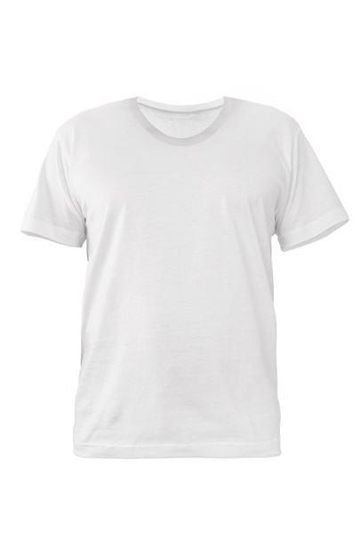 Camiseta blanca maqueta aislada sobre fondo blanco con ruta de recorte. - Foto, Imagen