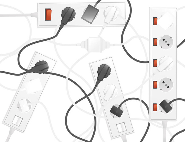 Electrical extension cord type c with tumbler on off white color vector illustration - Vektor, obrázek