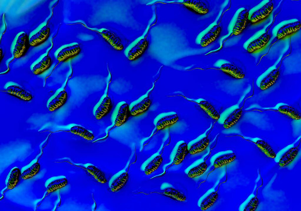 コレラ菌の3Dイラスト - 写真・画像