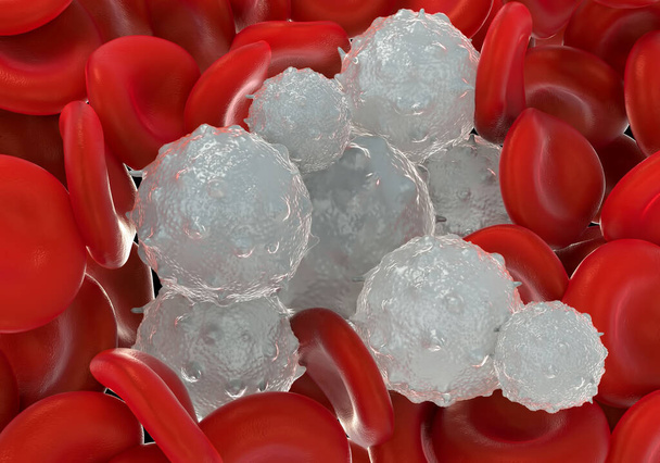 красные кровяные тельца, активированные тромбоциты и белые кровяные тельца - Фото, изображение