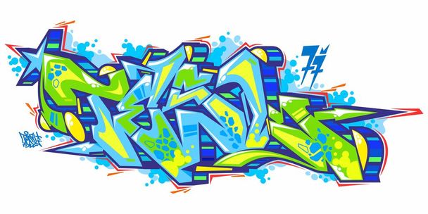 Aislado abstracto urbano Graffiti Street Art Style Word Tesl Letras Vector Ilustración  - Vector, imagen