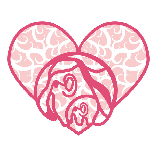 ornamental heart shaped 3d decoration. Cutout lacy ornate heart. Valentine's day greeting card. Laser cutting design element - Vektor, obrázek