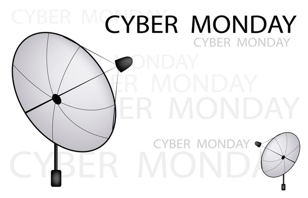 A Satellite Dish Sending A Cyber Monday Sign - Vector, Image