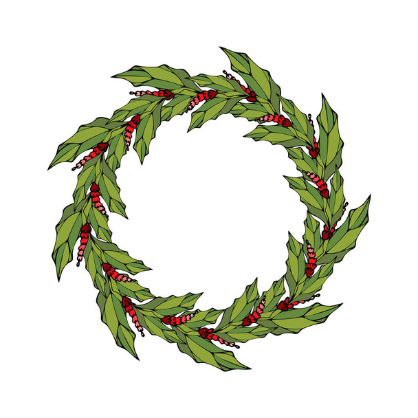  Wreath for congratulations, lettering, awards, Christmas, New Year, template, isolated, white background. Dudling hand drawing. - Διάνυσμα, εικόνα