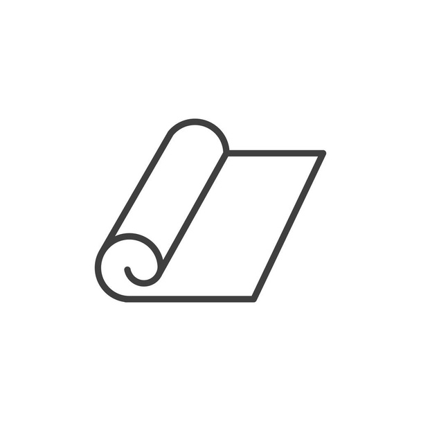 Vektorová obrysová ikona polorolovací podložky z jógy izolované na bílém pozadí. Roll of camping or fitness pad.  - Vektor, obrázek