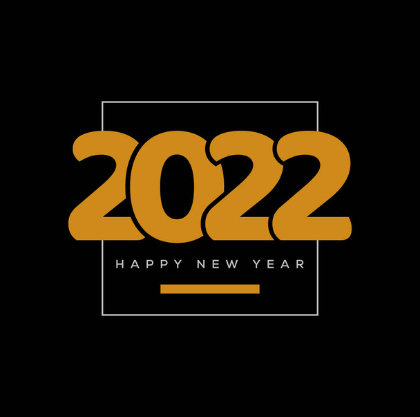 Gelukkig nieuwjaar 2022 groeten. 2022 in gouden kleur tekst. - Vector, afbeelding