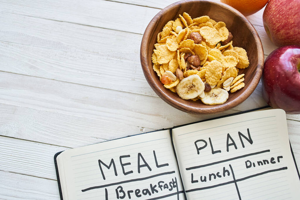 breakfast cereal fruit meal plan fitness health diet - Foto, imagen