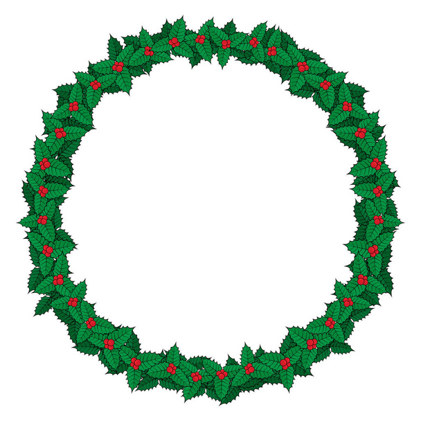 Weihnachtskranz isoliert auf weiß. Illustrationsvektorgrafik des Weihnachtskranzes gut für Rahmengestaltung - Vektor, Bild