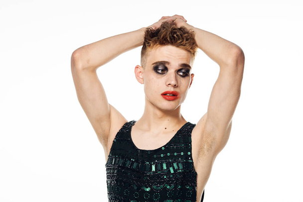 male transgender female makeup fashion posing studio - Valokuva, kuva
