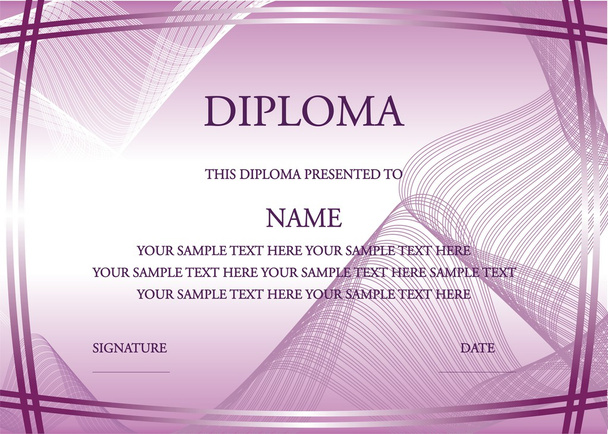 Vector illustration of purple diploma certificate - Vector, Image