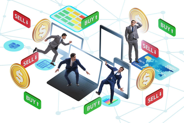 Online valuta trading concept met zakenmensen - Foto, afbeelding