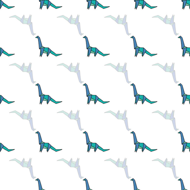 Vector Origami paper dinosaurs background pattern. Surface pattern design - Vettoriali, immagini