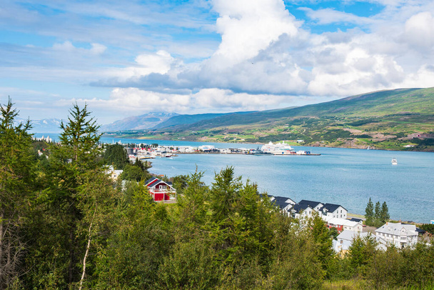 Town of Akureyri in North Iceland on a summer day - Photo, Image