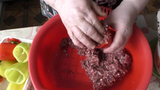 de chef bereidt gebakken bolletjes met vlees  - Video