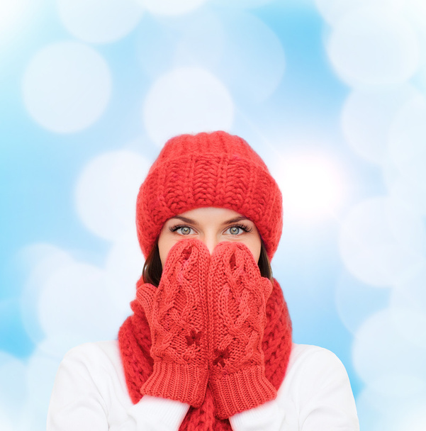 smiling young woman in winter clothes - Fotó, kép