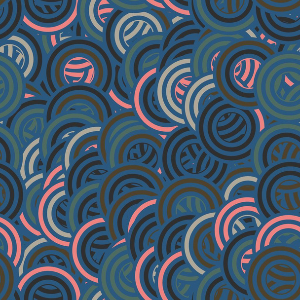 Seamless concentric circle in retro colors surface pattern design for print. - Photo, Image
