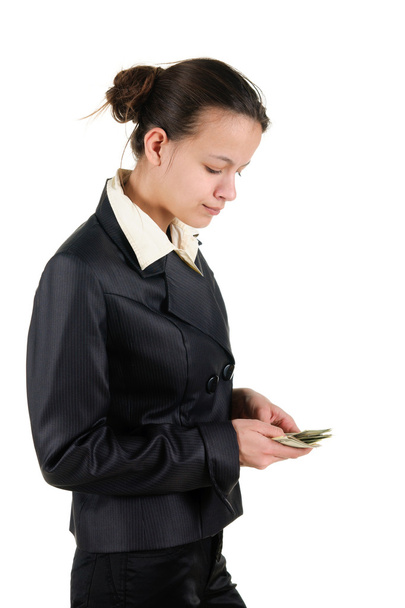Young businesswoman counts money - Foto, Bild