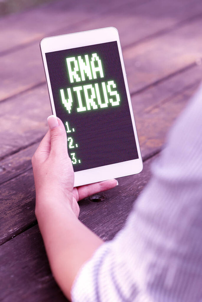 Pantalla conceptual Virus del Rna. Word Written on a virus genetic information is stored in the form of RNA Online Jobs And Working Remotely Connecting People Together - Foto, imagen