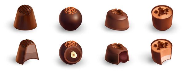 Realistyczny zestaw cukierków czekoladowych - Wektor, obraz