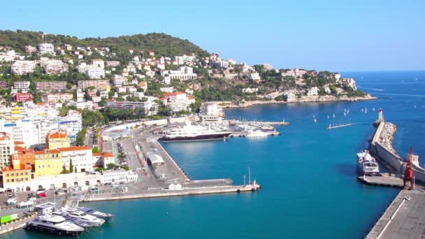 Blick auf den Hafen der schönen, französischen Riviera - Filmmaterial, Video
