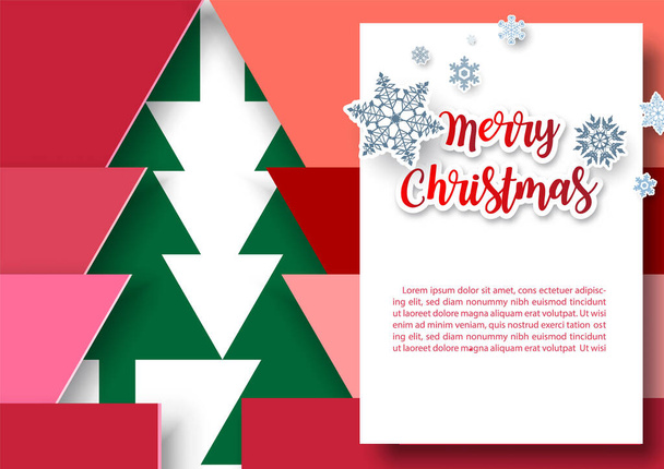 Різдвяна листівка в стилі вирізання паперу та векторний дизайн з прикладами текстів
. - Вектор, зображення