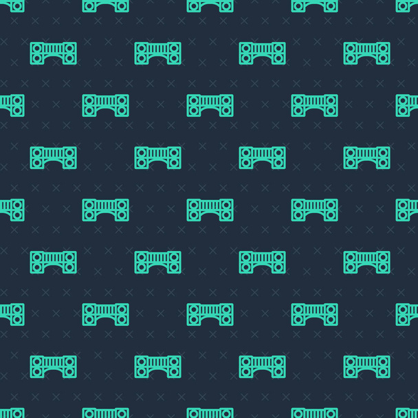 Ligne verte Aire de jeux enfants pont icône isolé motif sans couture sur fond bleu. Vecteur - Vecteur, image