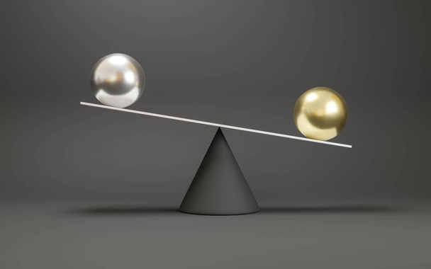 abstracto blanco pesaje sclae con abstractos objetos geométricos 3d render illustration - Foto, Imagen