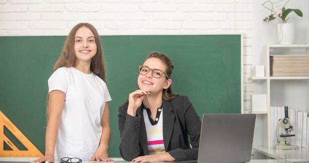 mom and daughter use pc. back to school. childhood education online. - Photo, image