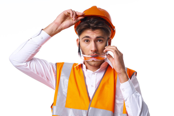 engineer orange protective uniform documents professional work - Photo, Image