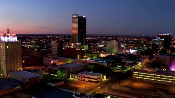 Noche en Amarillo, Texas, Vistas a los Drones, Centro ciudad, Luces de la ciudad - Metraje, vídeo