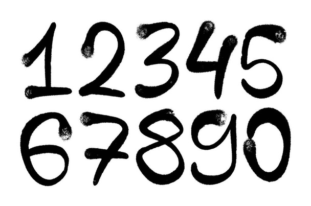 graffiti numbers. set of numbers in the style of graffiti spray - Vector, Image