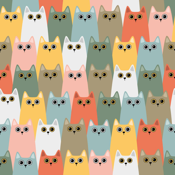 Бесшовный векторный рисунок с милыми кошками. Векторная иллюстрация
. - Вектор,изображение