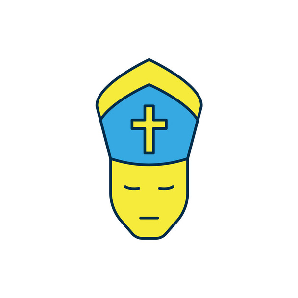 Заповнена контурна піктограма Папи ізольована на білому тлі. Папа капелюх. Святий батько. Векторні
 - Вектор, зображення