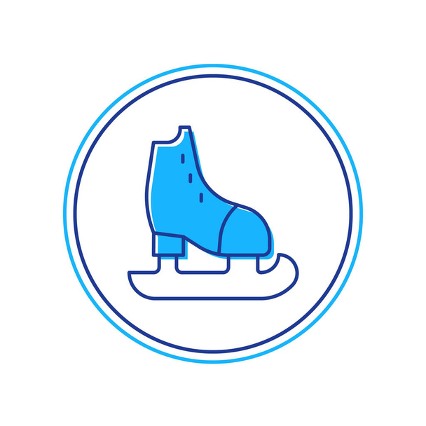 Doldurulmuş ana hatlı paten simgesi beyaz arkaplanda izole edildi. Buz pateni ayakkabısı ikonu. Kılıçlı spor botlar. Vektör - Vektör, Görsel