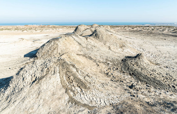 Cones of gryphon mud volcanoes in Gobustan, Azerbaijan. - Fotografie, Obrázek