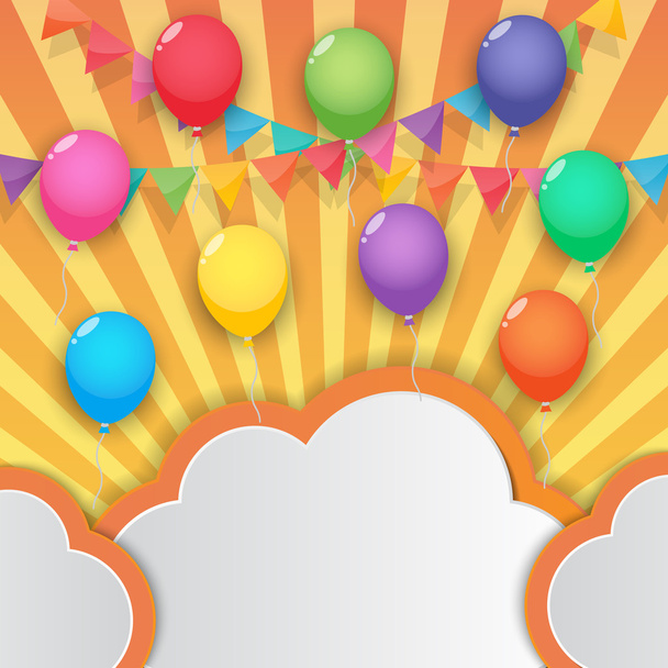 воздушный шар и флаги вечеринки небо фон
 - Вектор,изображение