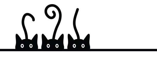 Desenho padrão de linha de gato. Sinal engraçado de gatos vetores. Desenho de banda desenhada cómico. Um gatinho de linha, pictograma de silhueta de gatinho. Animal, animal de estimação bonito senta fundo. - Vetor, Imagem