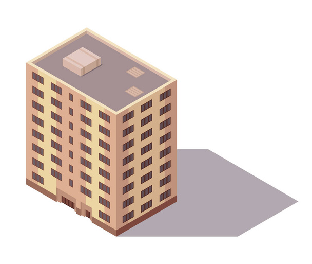 Vector isometric high rise building. City or town map construction element. Icon representing multi story building. Houses, homes or offices - Vector, Image