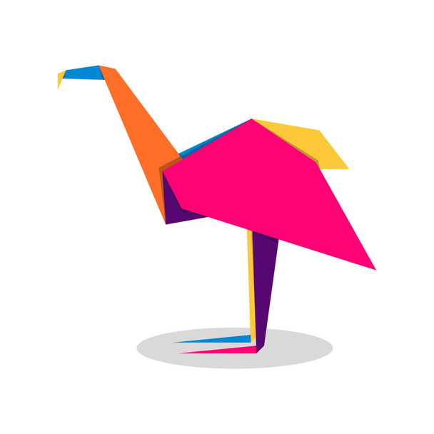Origami flamenco. Diseño de logotipo Flamingo vibrante y colorido abstracto. Origami animal. Ilustración vectorial - Vector, Imagen