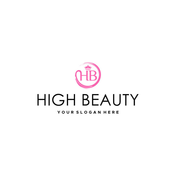 минималистский первоначальный дизайн логотипа HB HIGH BEAUTY - Вектор,изображение