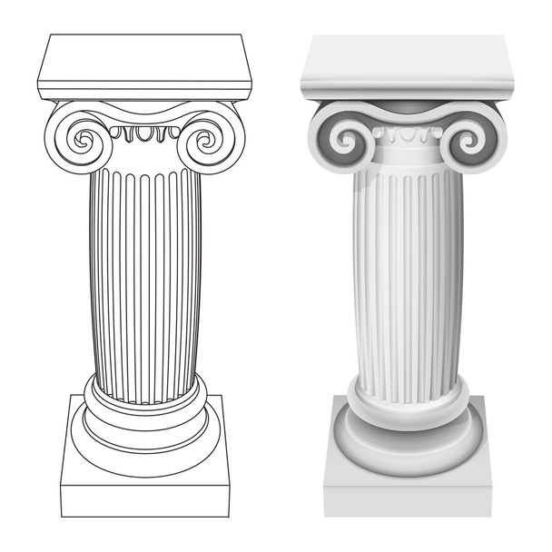ionic column style perspective view isolated - Vektor, obrázek