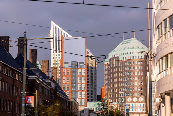 The Hague, Netherlands - October 7, 2021: Street view and modern architecture in The Hague, Den Haag in Dutch. The Hague is a city on the western coast of the Netherlands on the North Sea. - Foto, afbeelding