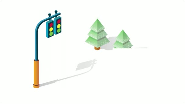 Inverno Natale Capodanno città movimento isometrico animazione - Filmati, video