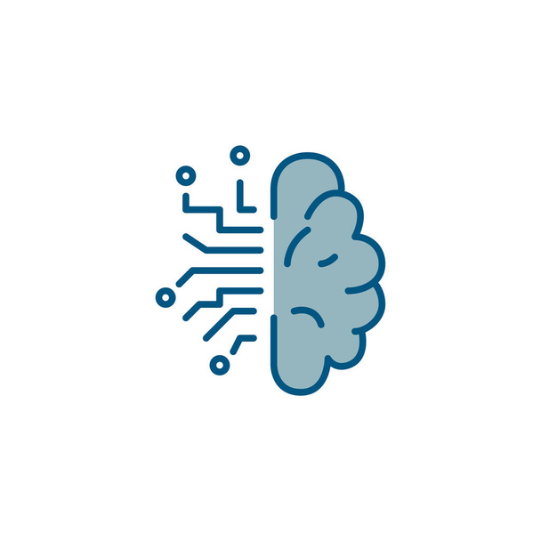 Artificial intelligence brain with cpu circuits. Pixel perfect, editable stroke colorful icon - Vektor, obrázek