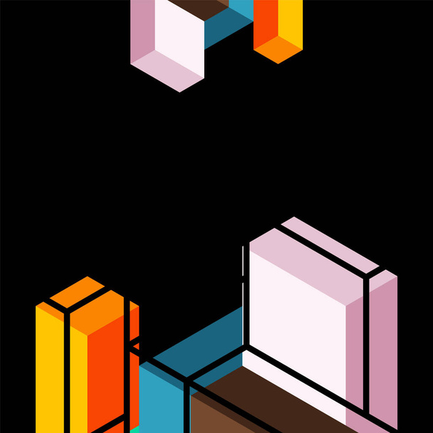 Fondo abstracto. 3d cubos, elementos cúbicos y bloques. Techno o concepto de negocio para fondo de pantalla, banner, fondo, landing page - Vector, imagen